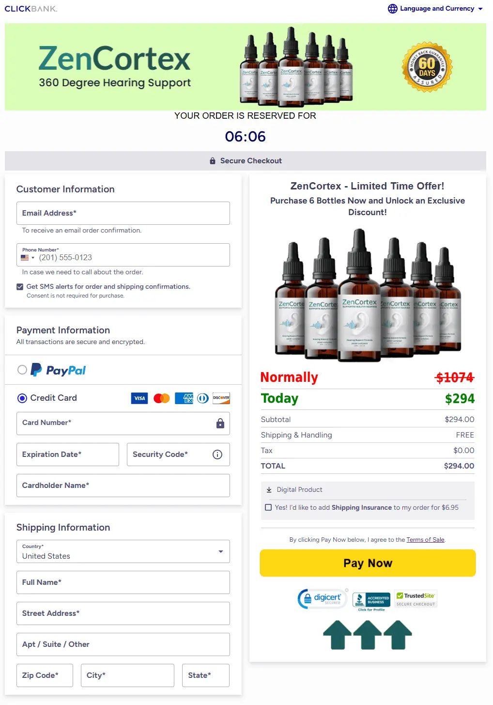 zencortex order page